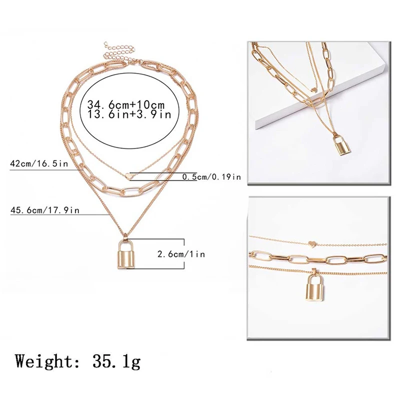 

Punk Multi Love Heart Lock Choker Necklace for Women Vintage Hip Hop Wedding Party Clavicle Chain Pendant Necklaces Jewelry