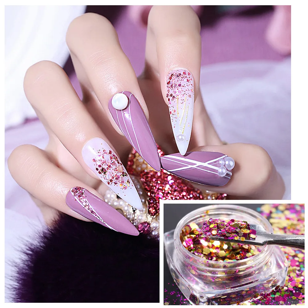 

Hot Four Seasons Color Nail Sequins Ins Net Red Retro Nails Laser Irregular Sequins Nails Art Nail Decoration 3d Charms