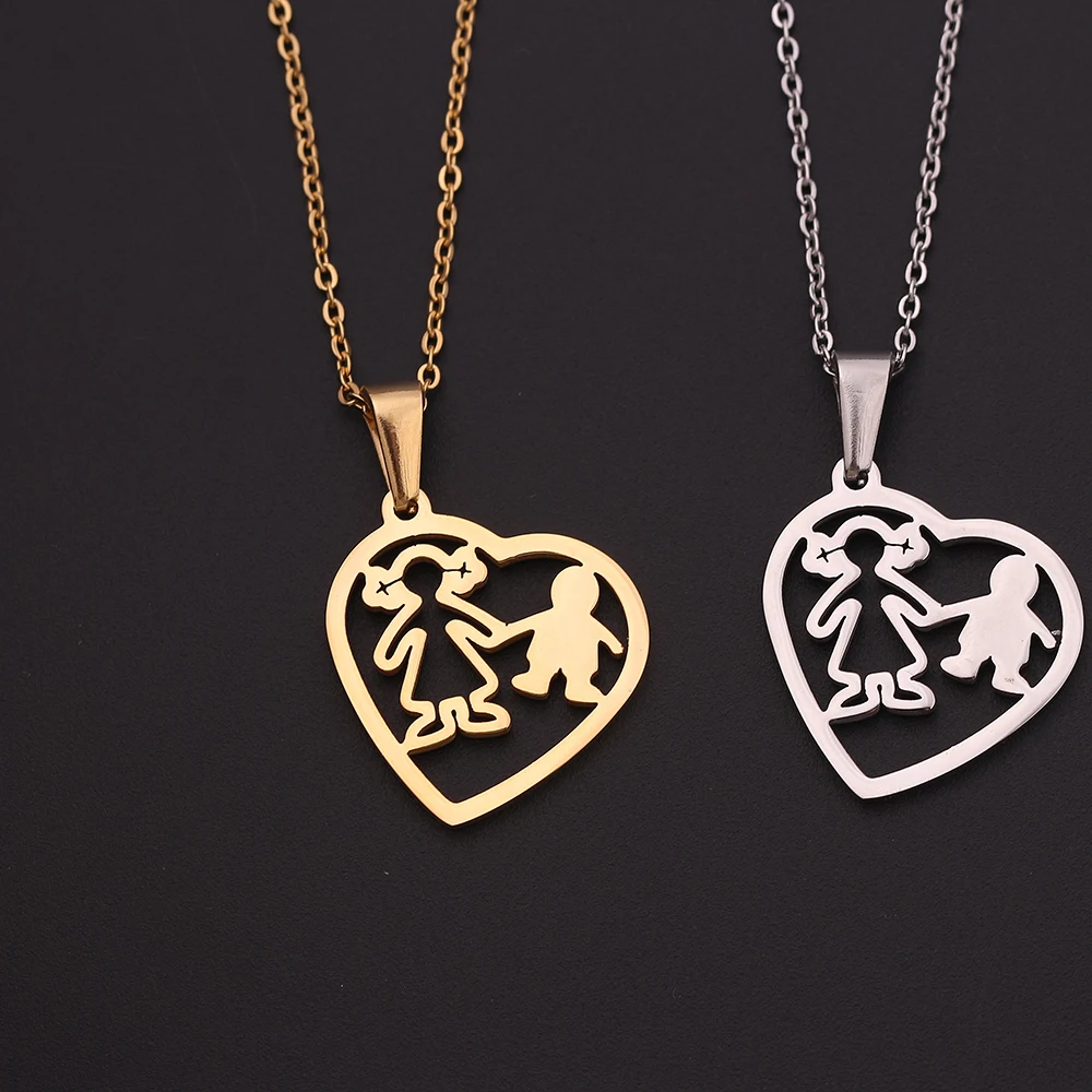 Ожерелье золотистого цвета с изображением сердца для детей и мамы | Украшения