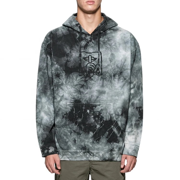 

Cotton pullover hip hop streetwear tie dye hoodie for men