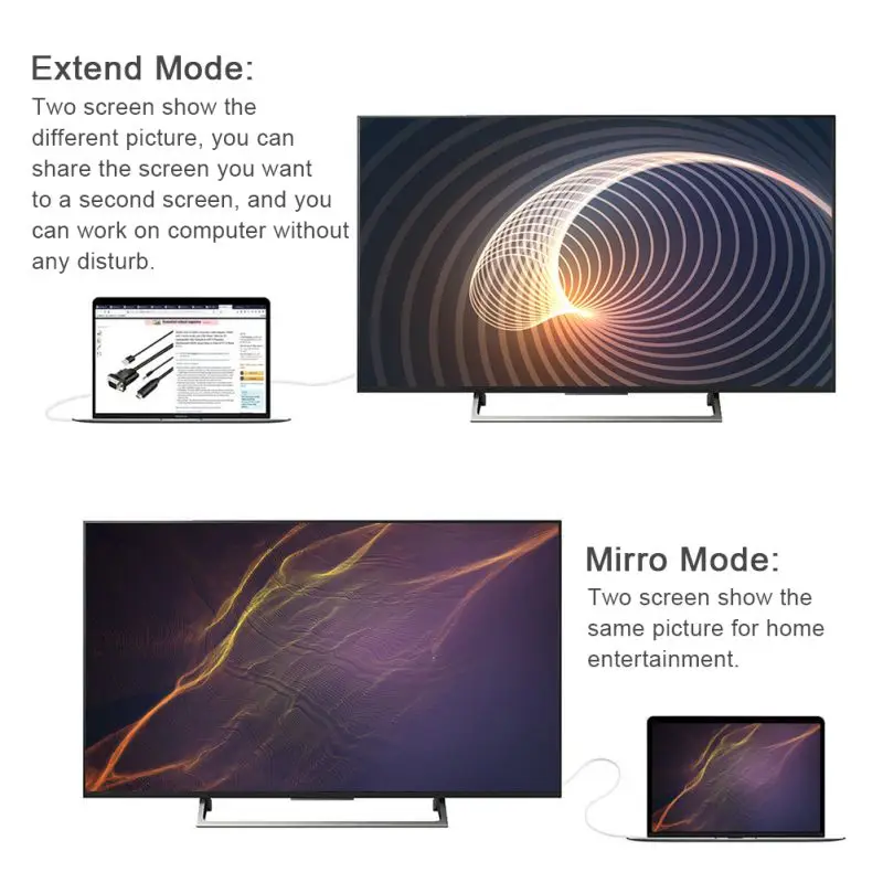 

VGA To HDMI-compatible Converter Cable Adapter 1080P Male To Male 6FT/1.8M 3.5mm Audio USB Power Cable For PC To HDTV Projector