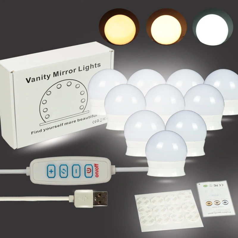 

LED 12V Makeup Mirror Light Bulb Hollywood Vanity Lights Stepless Dimmable Wall Lamp 8 10 12 14Bulbs Kit for Dressing Table