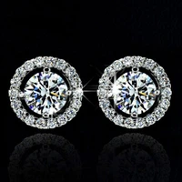 luxury resplendent zircon round stud earrings for women romantic elegant wedding crystal earrings charm women daily wear jewelry
