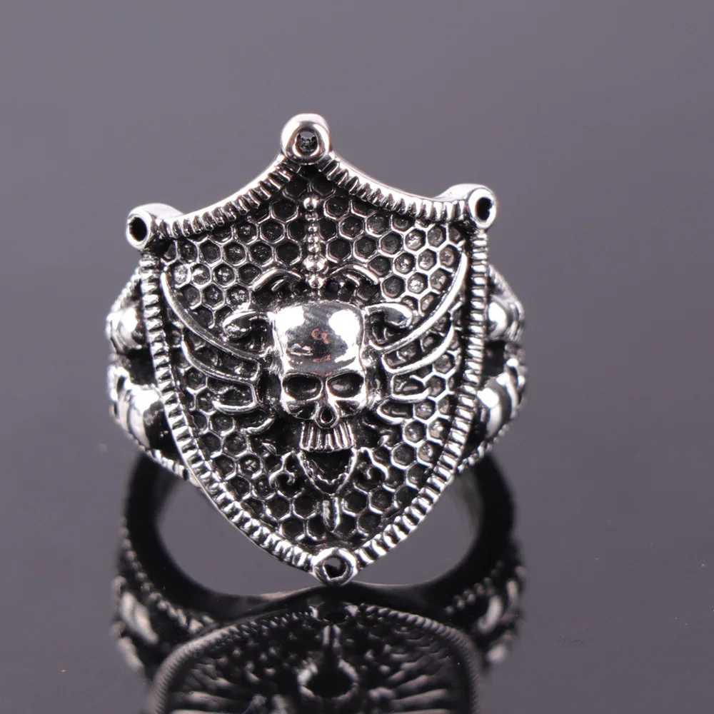 

Punk accessories unique skull shield men's ring motorcycle knight jewelry