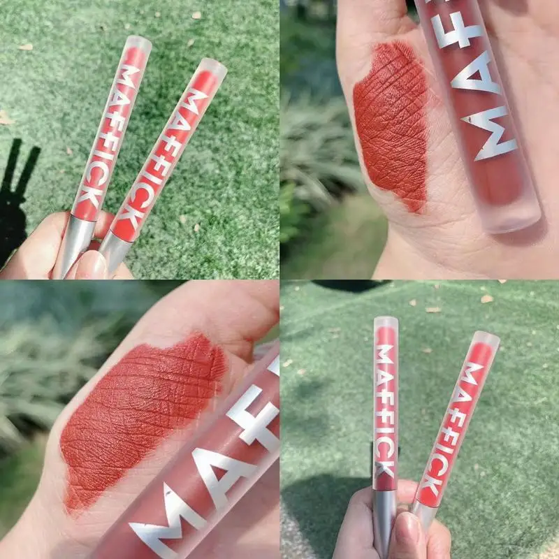 Жидкая губная помада матовый стойкий водостойкий макияж губы красный бархатный