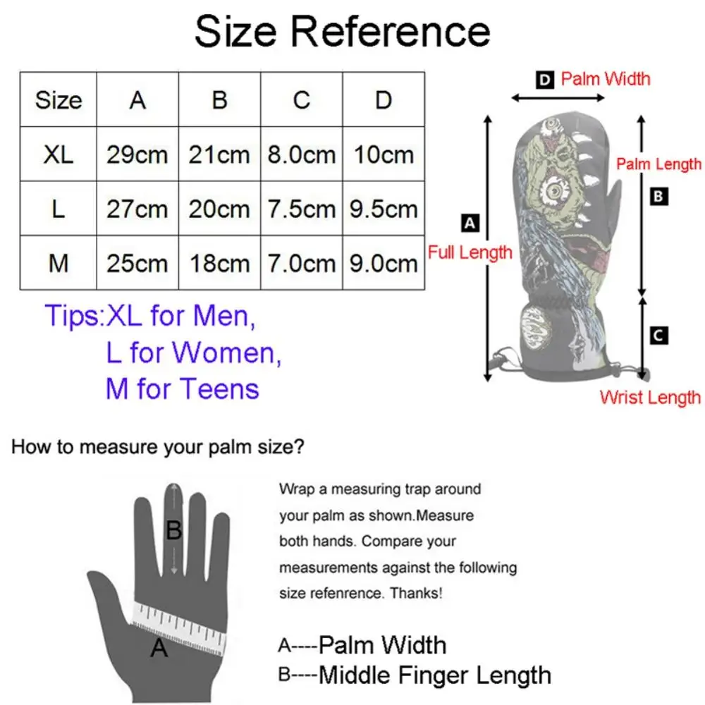 

Ski Gloves Women Men Thick Waterproof Anti-slip Breathable Thermal Warm Snowboarding Mittens Outdoor Sports Accessories