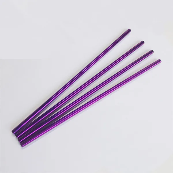Purple Straight 50 шт./лот соломинки многократного использования из нержавеющей стали изогнутые прямые металлические питьевые соломинки для 20 унций 30 унций стакан домашние вечерние аксессуары для бара - Цвет: Purple Straight