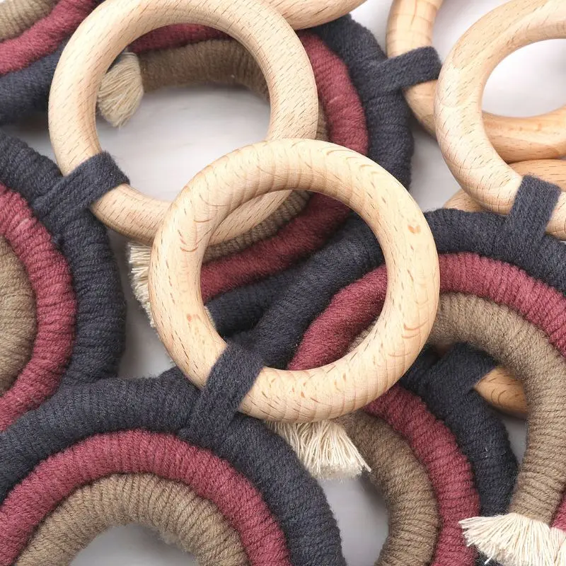 

Baby Sensorial Teething Toys Food Grade Organic Wooden Ring Kids Teether Toys Q1FE