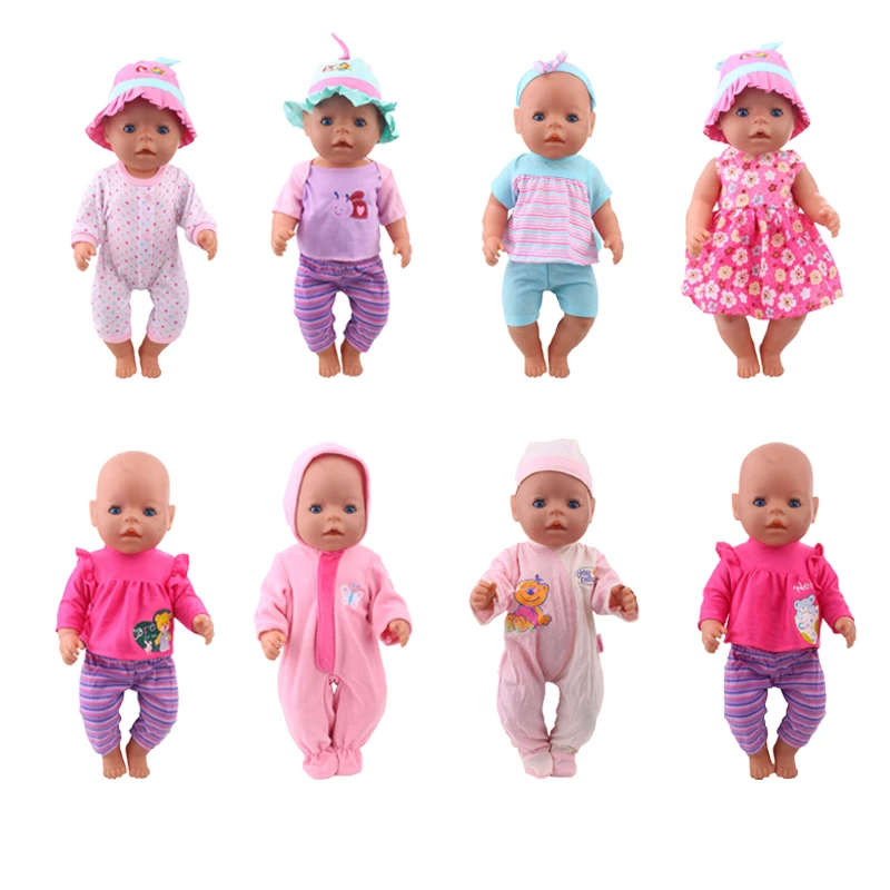 3 шт./компл. костюм + шапочка Одежда для кукол 43 см ухода за ребенком мам Baby Doll милые