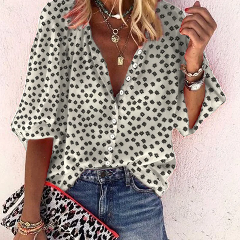 Весна-лето 2020 женские блузы рубашки свободного кроя с длинным рукавом и глубоким