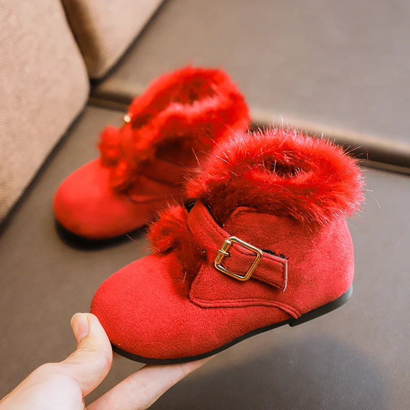 AFDSWG/зимняя детская обувь плюшевые зимние сапоги для девочек черные короткие