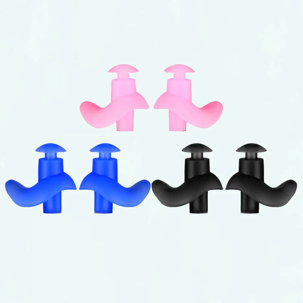 

3 Pairs Professional Swimming Ear Plugs Waterproof Reusable Silicone Earplugs for Adult (Blue + White +)