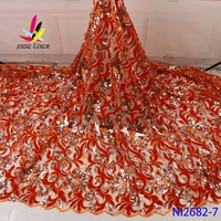 tulle lace organza fabric velvet orange sequence african french nigerian latest design high end tulle for dress best selling