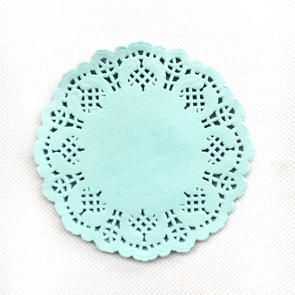 100 шт. 3 5 дюймов синий Бумага кружевные салфетки Салфетка для торта