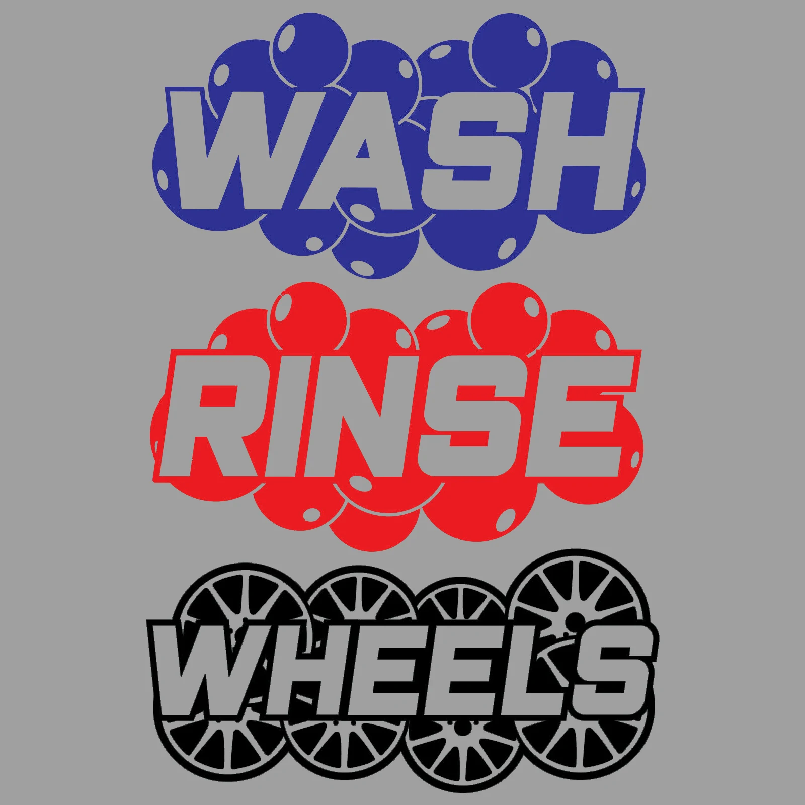 

Wash, Rinse & Wheels Detailing & Valeting Vinyl Bucket Decal Stickers Car Wash