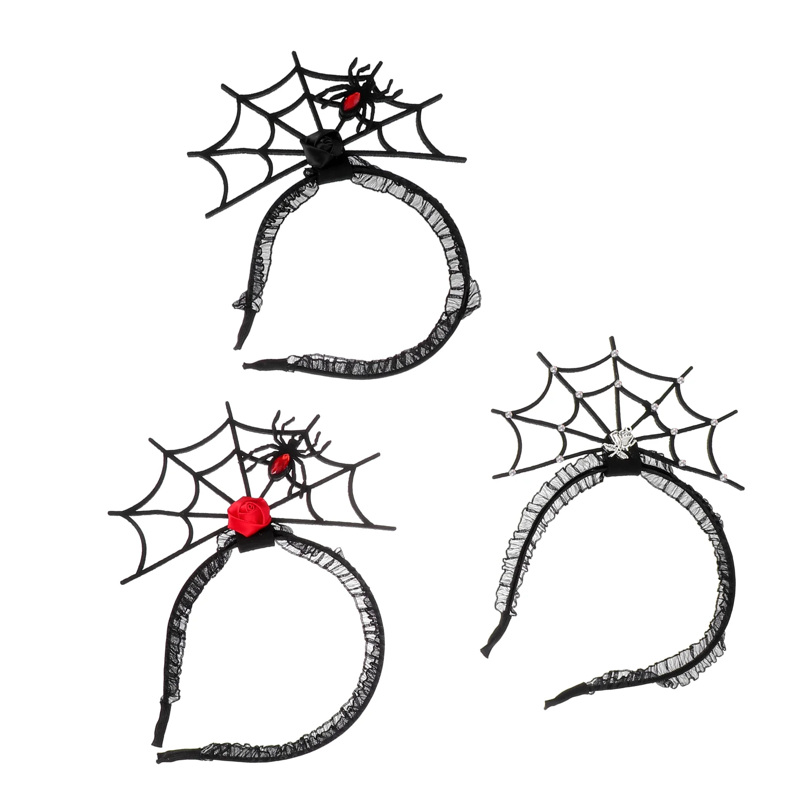 

3Pcs Funny Spider Web Lace Headbands for Cosplay Costume Decor