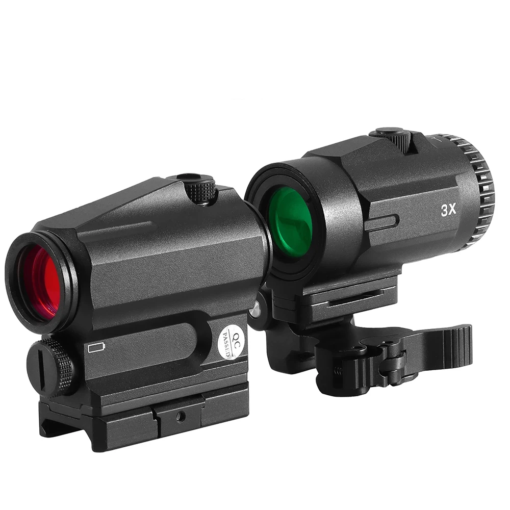 

SPARC 1X22 Red Dot Sight 3X Magnifier Combo Holographic Optical Rifle Scope with 20mm Slide Rail Mount QD for Hunting