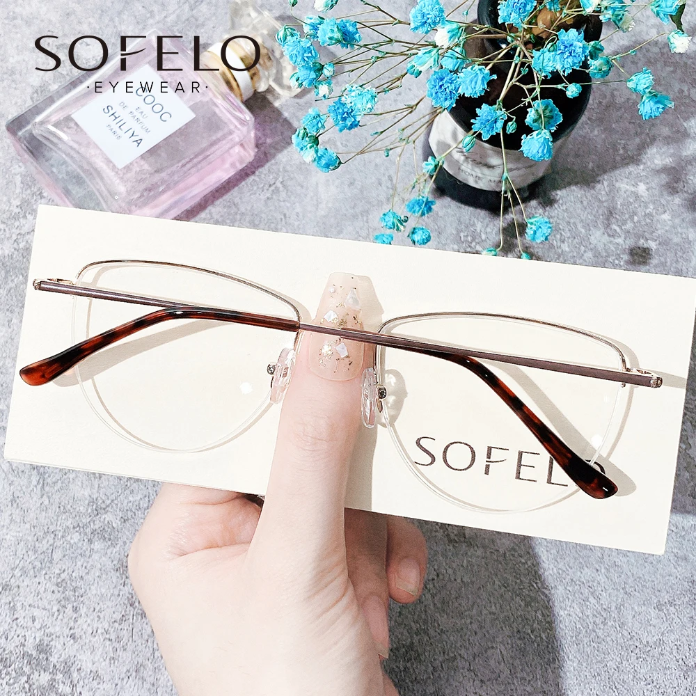 Женская оправа для очков полуободковая кошачий глаз коррекции близорукости из