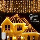Рождественская гирлянда, 3 м, водонепроницаемая наружная светодиодная занавеска, лампа-штора, свисающая на 0,4-0,6 м, украшение для сада, торгового центра