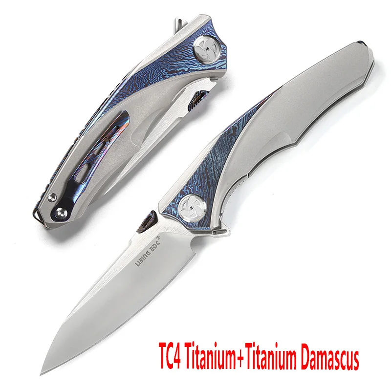 Damascus titanium LiBinGEDC, складной нож Raptor Flipper, титановая ручка S90V, лезвие, для улицы, тактические, для кемпинга, ножи для выживания, инструменты для повседневного использования - Цвет: Damascus titanium