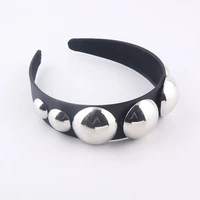 black broadside headband large round ball baroque fashion punk hair hoop headdress for womens party prom hairband hair accesso