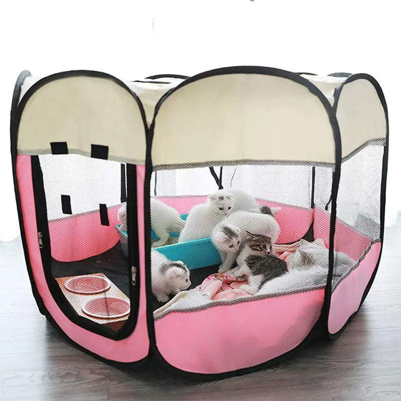 

Portable Folding Pet Tent Dog House Octagonal Cage For Cat Tent Playpen Puppy Kennel Easy Operation Fence Outdoor Big Dogs House