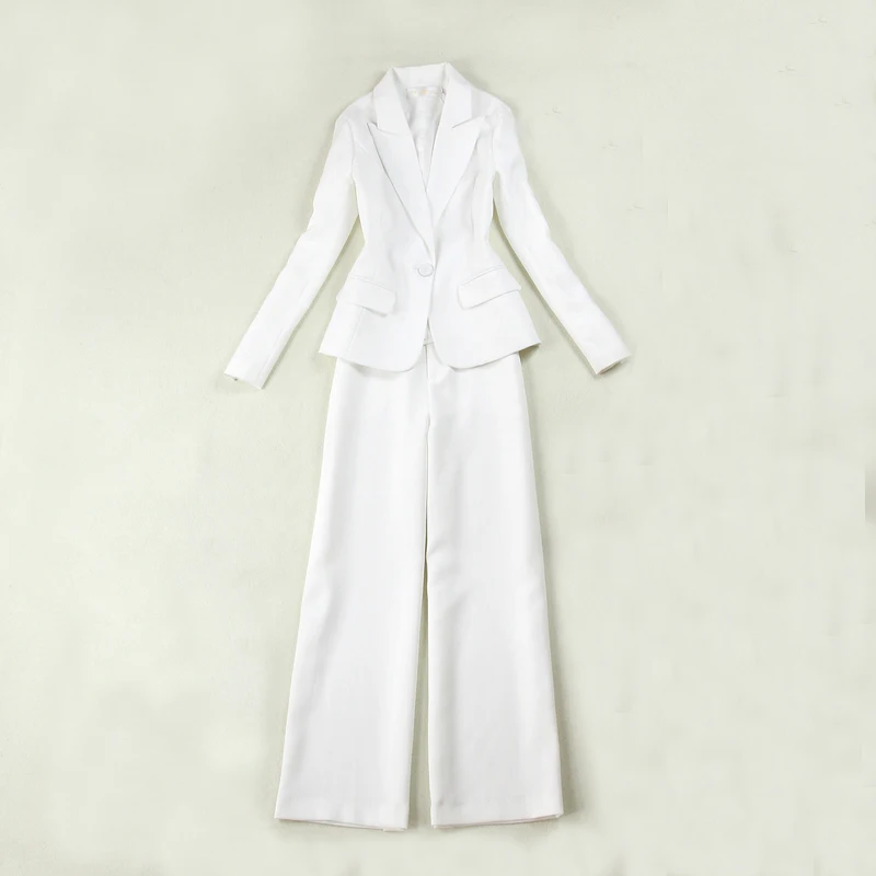 Костюм женский из двух предметов приталенный пиджак с завышенной талией и брюки