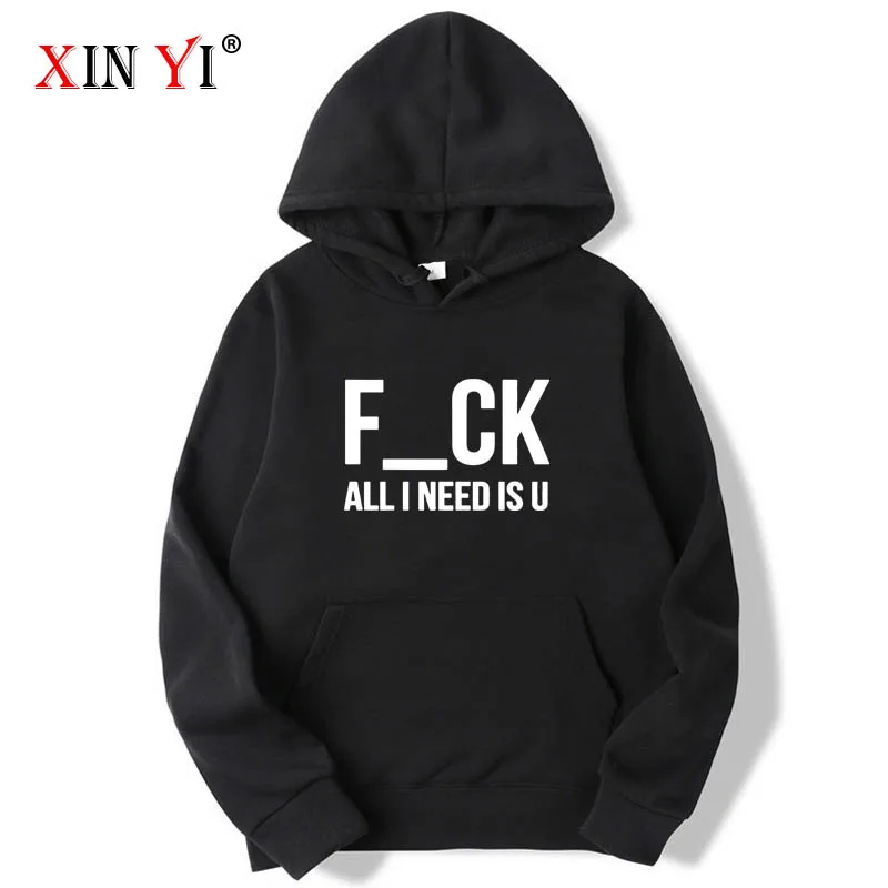 

XIN YI Fashion Brand Men's Hoodies Funny letters printing Blended cotton Spring Autumn Male Casual hip hop Hoodies Sweatshirts
