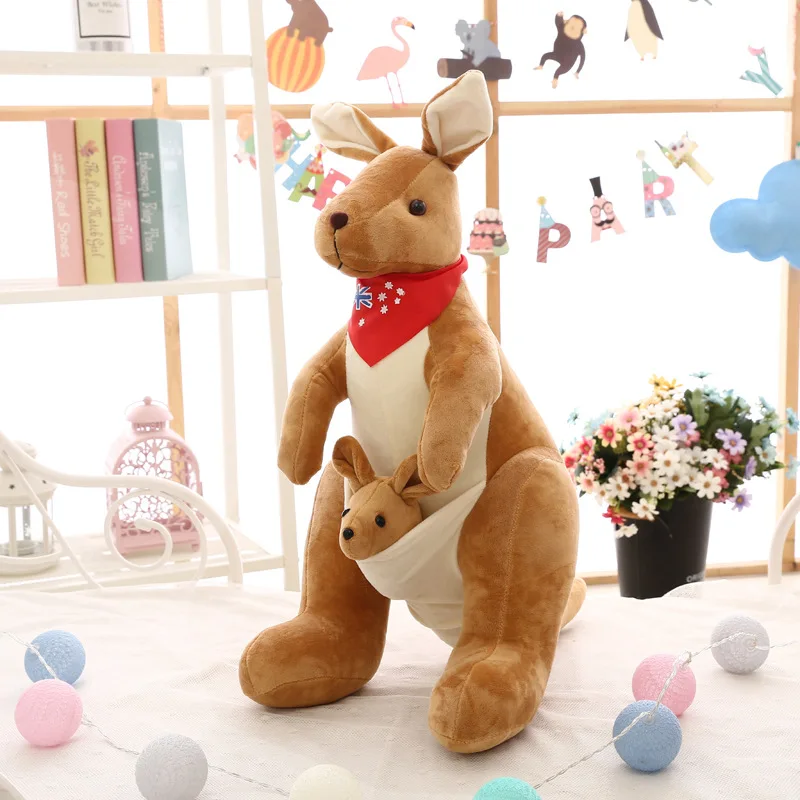 Плюшевый кенгуру AMTOY с австралийским шарфом и несъемным Джоуи Huggable мягкие