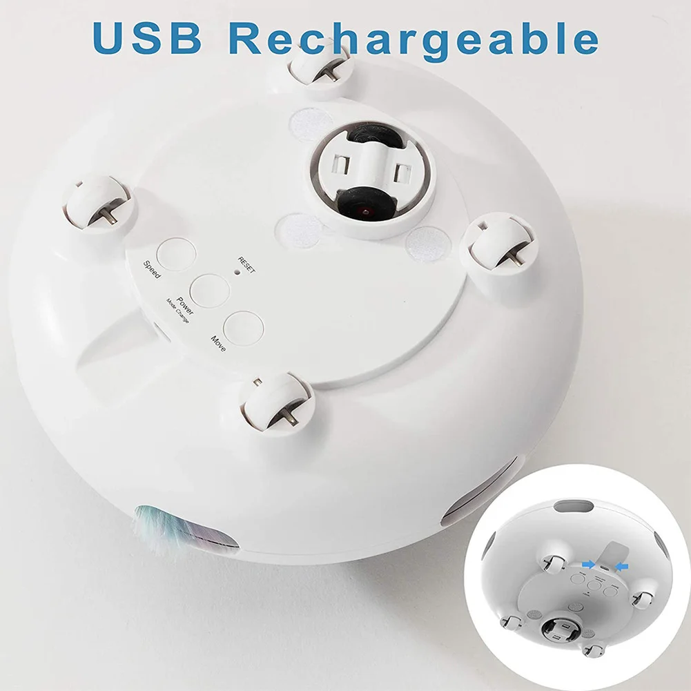 

UFO Interactive Cat Toy Upgraded Pop and Play Toy with Rotating Feather USB Charging,Smart Mode for Indoor Cats Relieve Boredom