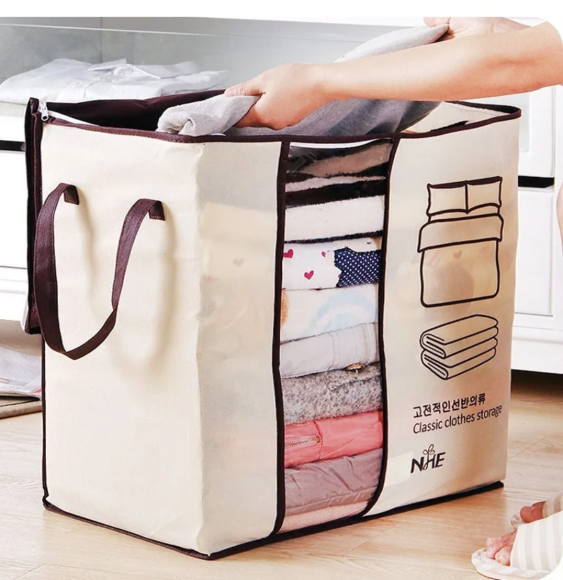 

Non-Woven Clothes Storage Bag Dust-Proof Cabinet Home Foldable Bag Waterproof Bedding Pillows Quilt storage bag Organizador