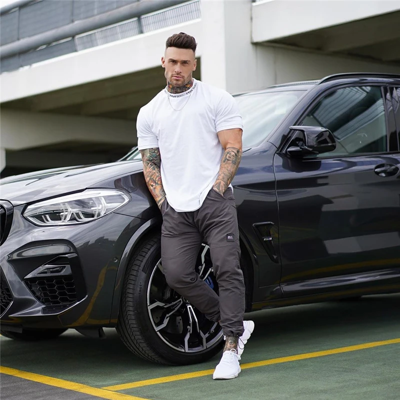 Летняя Повседневная футболка Мужская хлопковая с коротким рукавом повседневная