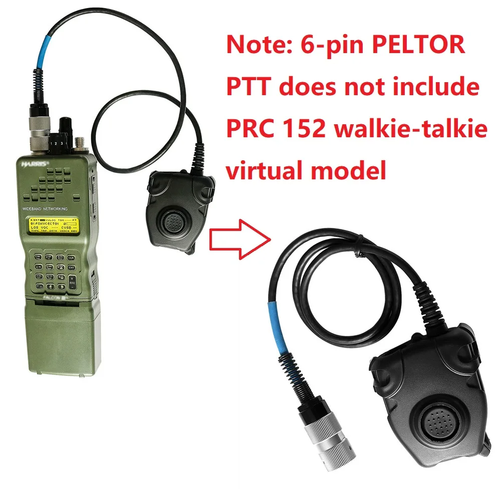 

Адаптер для гарнитуры Peltor 6 Pin PTT для военного аксессуара для рации AN/PRC152 PRC148