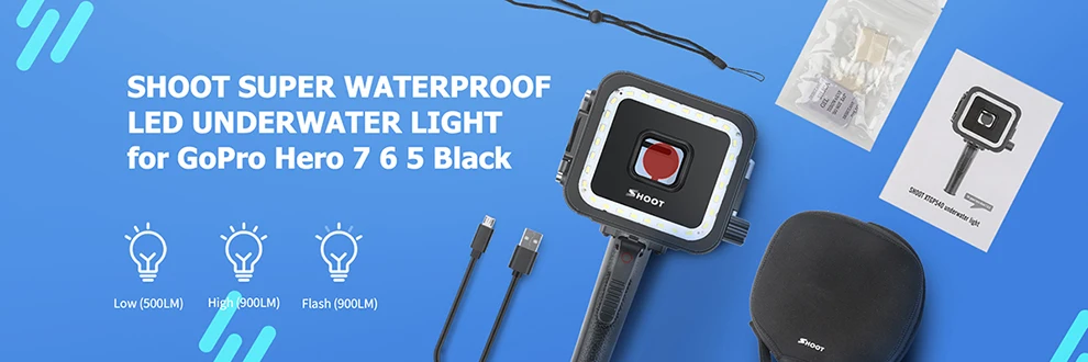 40 м светодиодный светильник для подводного плавания для GoPro Hero 7 6 5 Черный видео вспышка заполняющий светильник s водонепроницаемый чехол красный фильтр триггер