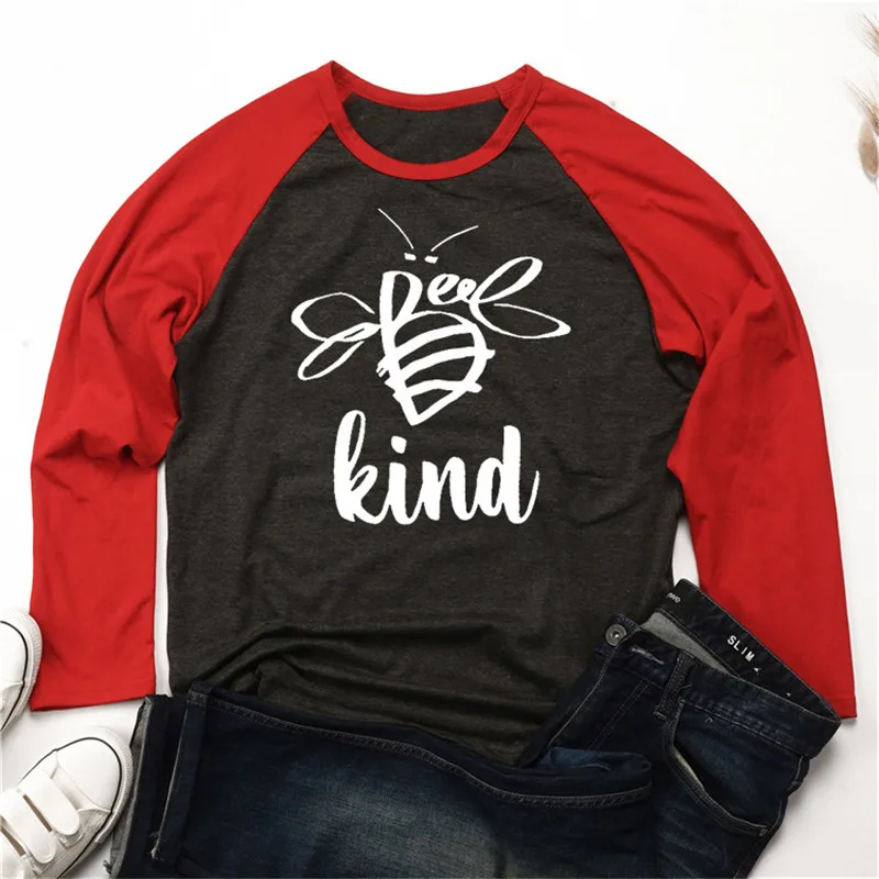 Женская футболка с длинным рукавом и рисунком пчелы Забавные футболки графикой