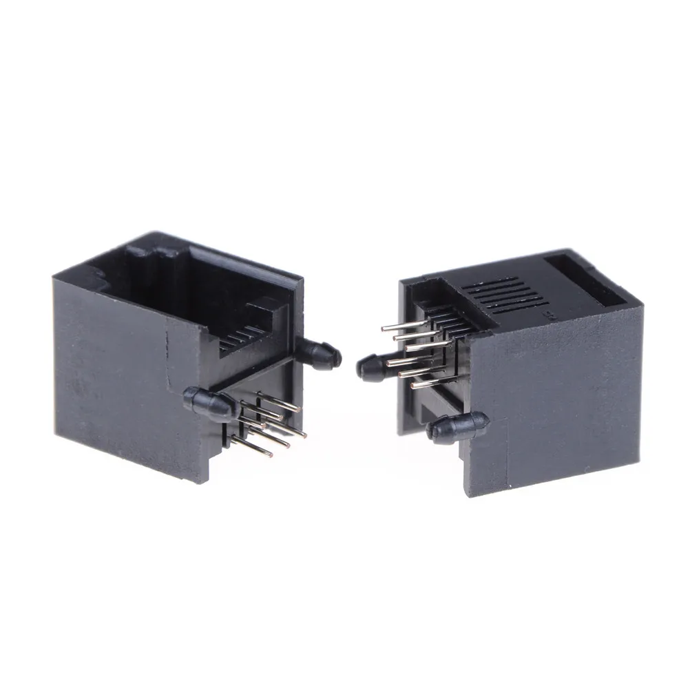 10PCS/Lot black RJ11 socket RJ12 telephone 180 degrees 6pin crystal female 6p6c high quality | Обустройство дома