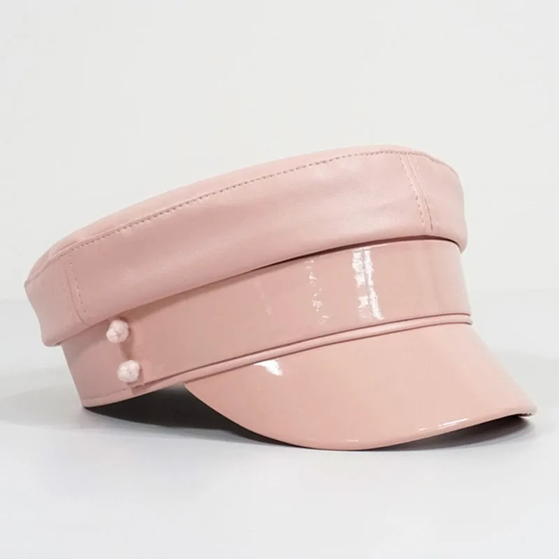 Осенне-зимняя новая кожаная кепка с плоским верхом женская модная шляпа в