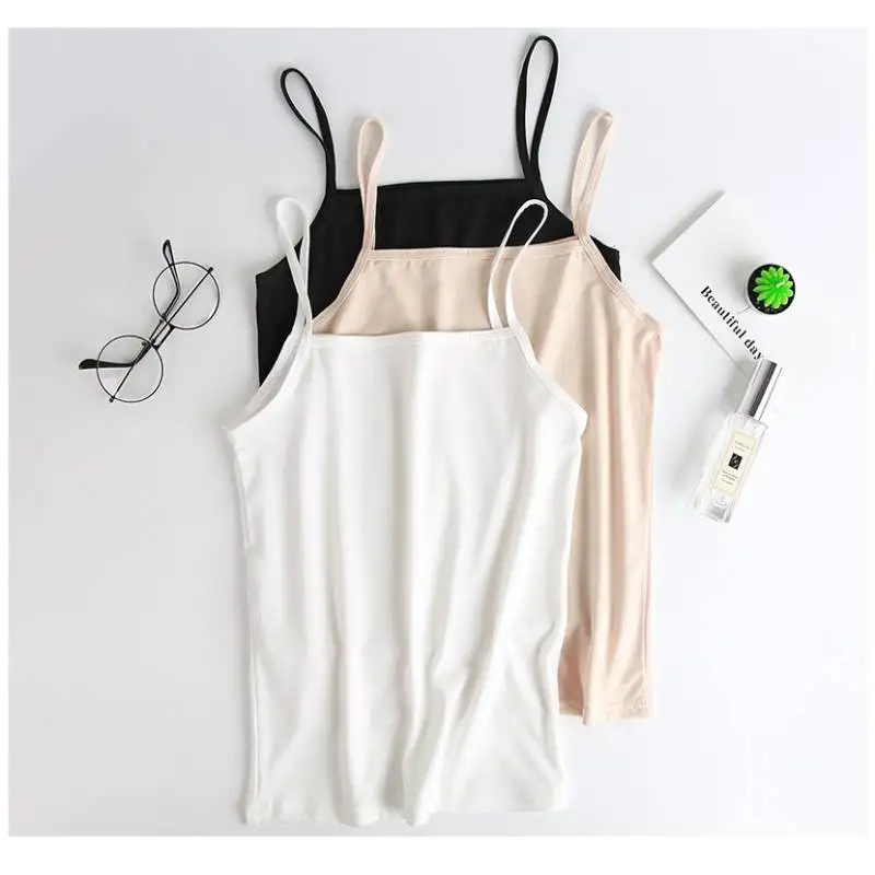 

CGC Sexy Satin Silk Spaghetti Strap Women's Top Basic Summer Sleeveless T-shirt Crop Top Female Solid Corset Casual Camisole
