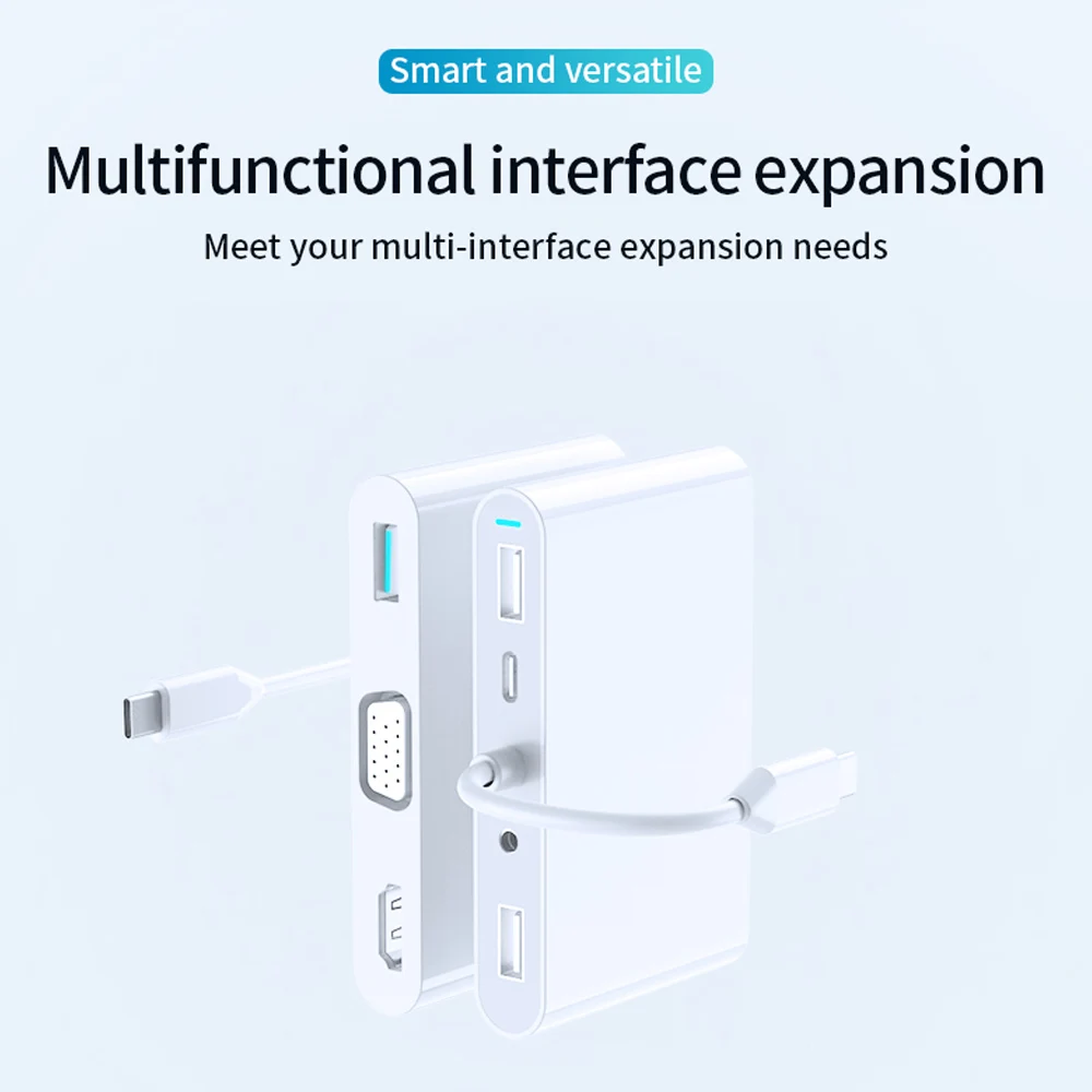 

PP7A 7 In 1 Type C Hub 4K 1080P HDMI-Compatible + VGA PD 5Gbps USB Hub Support 3.5mm Audio Output For Android Phone Computer