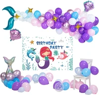 mermaids birthday party purple blue balloon arch kit fish tail balloon garland silver number balloon kit shell narwhal poster