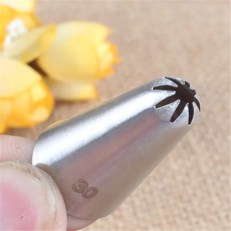 

TTLIFE Cream Icing Nozzle Piping Tip Stainless Steel Cake Decorating Tips Icing Piping Pastry Tip Tools Bakeware Small Size #30