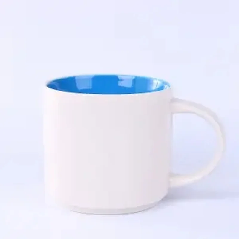 Большая вместительная простая керамическая чашка для воды прямая цветная