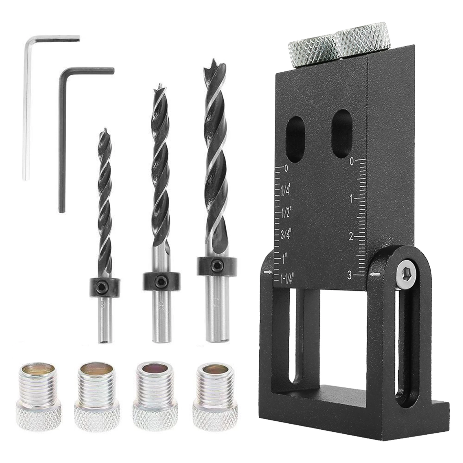 

Pocket Hole Jig Kit 15-Degree Angle Drill Guide Woodworking Drill Angle Guide Hole Puncher Locator Jig Oblique Hole Holder Kit