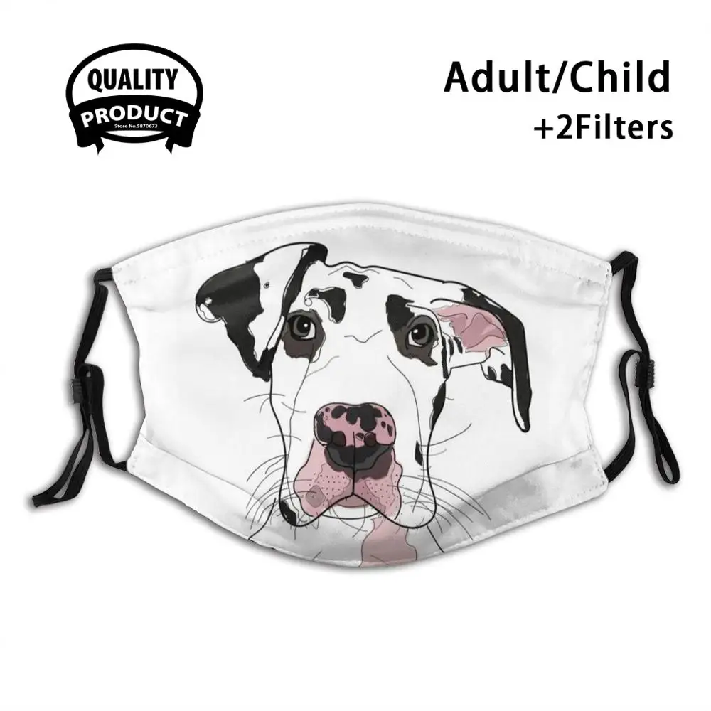 

Great Dane B / W / Pink Dog Reusable Mouth Mask Washable Filter Anti Dust Face Masks Dog Puppy Sketch Sticker Laptop Sleeve