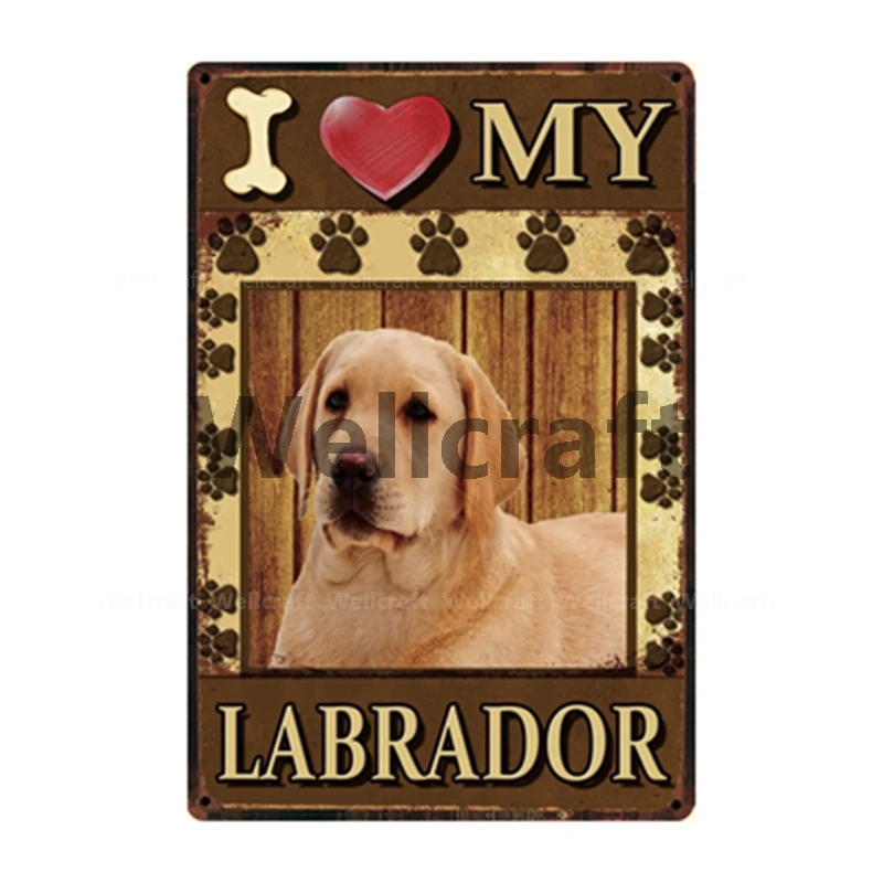 Металлический жестяной плакат с надписью I Love My Dog колли размером 20 х 30 см | Дом и