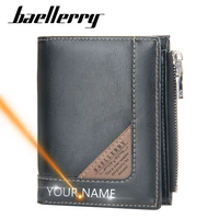 2021 new men wallets free name customized zipper card holder male purse high quality pu leather coin holder men wallets carteria