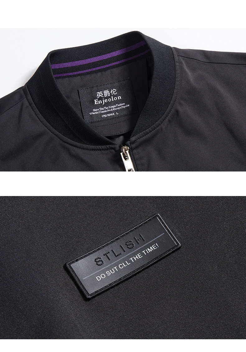 Enjeolon 2020 Autumn New Men Casual Jacket Stand Collar Coat Simplicity Fashion Baseball Jacket Coats JK0384