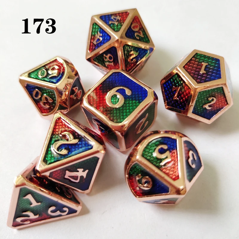 DnD металлические кости RPG MTG кости персонализированный шрифт кости включая различные цвета кости мешок D4 D6 D8 D10 D12 D20 - Цвет: 173
