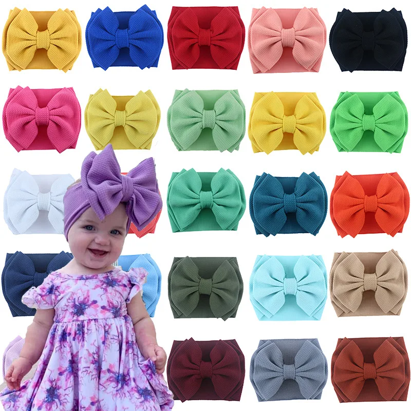 

1PCS 7inch Solid color Bullet Baby Girl Soft Elastic big Headband Wide Turban Knot Head wear Hair Accessories 597