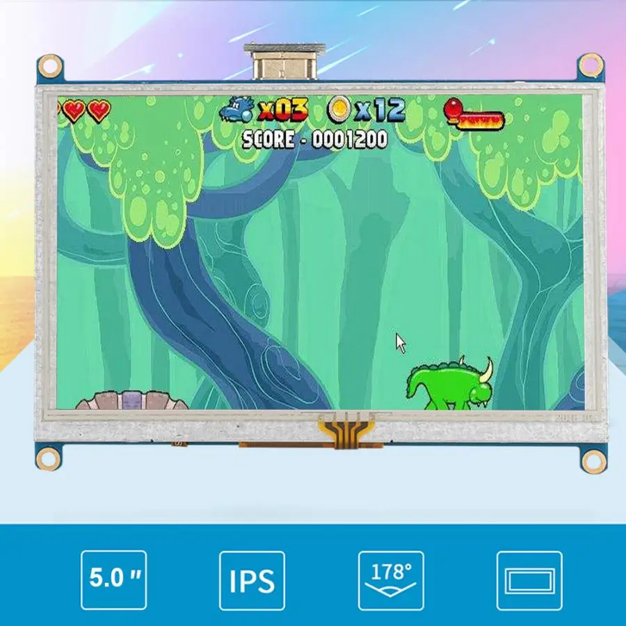 5 дюймовый сенсорный ЖК дисплей с разрешением 800x480 и TFT подсветкой для Raspberry Pi 4B